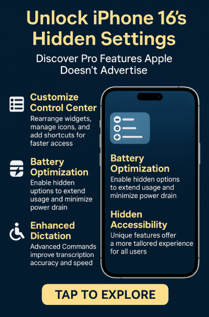 hidden settings iPhone 16