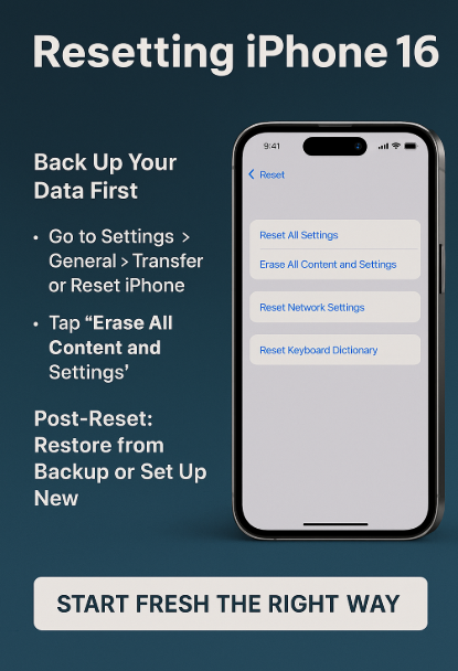how to reset iPhone 16