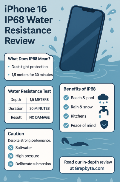 iPhone 16 IP68 Water Resistance