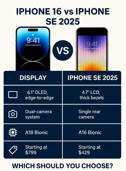 iPhone 16 vs iPhone SE 2025