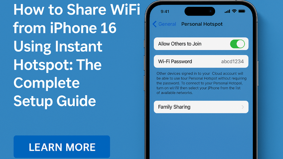 share Wi-Fi from iPhone 16