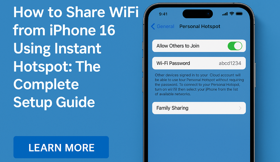 share Wi-Fi from iPhone 16