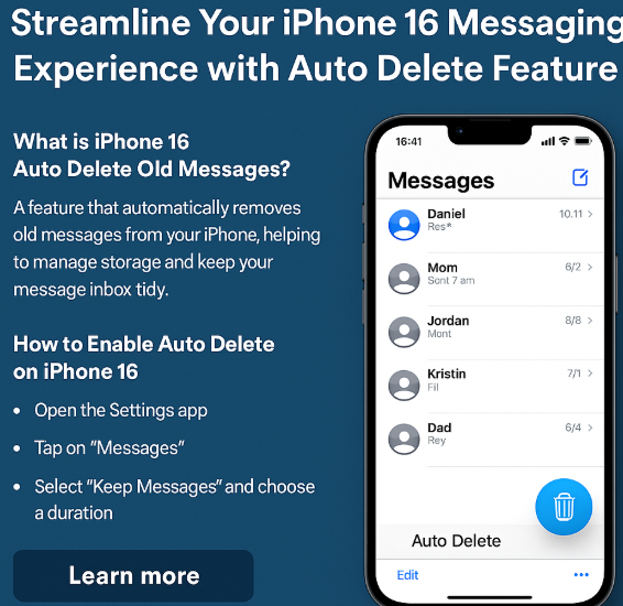 auto delete messages iPhone 16

