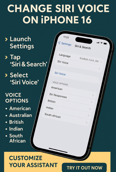 Change Siri voice iPhone 16