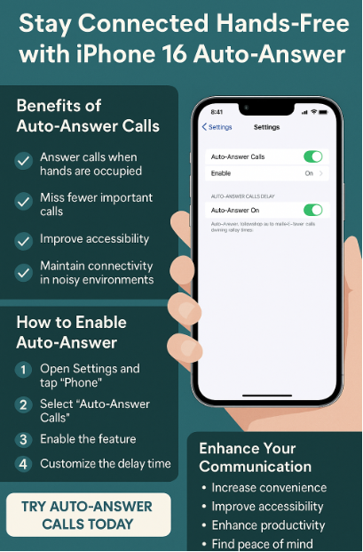 Enable auto-answer calls on iPhone 16