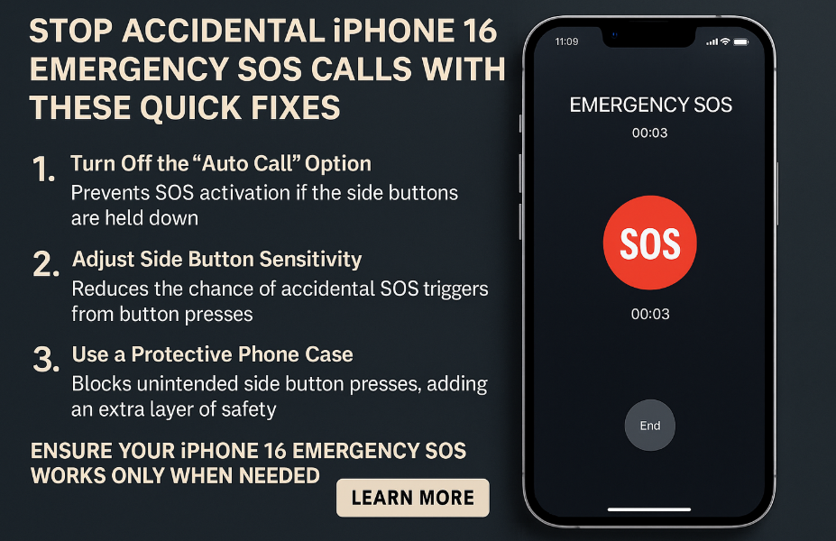Prevent accidental iPhone 16 SOS
