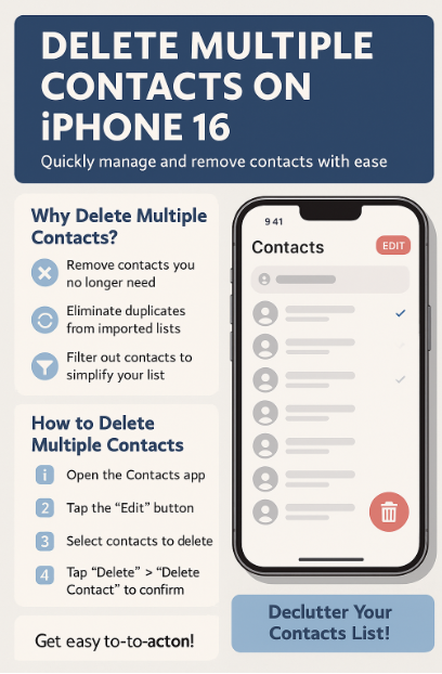 delete multiple contacts iPhone 16