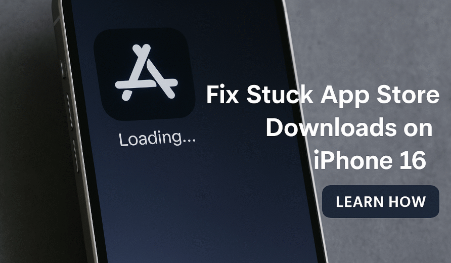 fix stuck app downloads iPhone 16