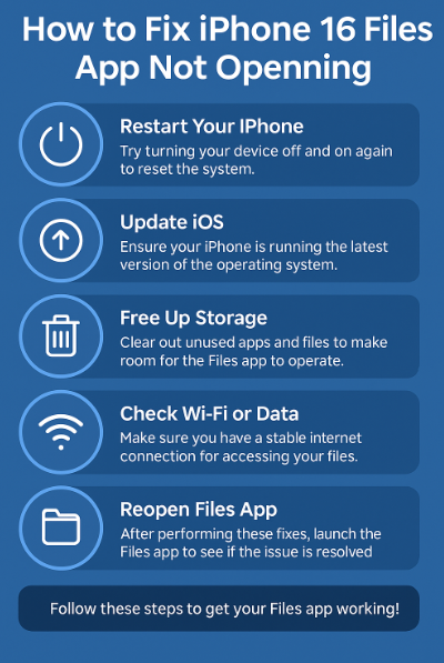 iPhone 16 Files app not opening