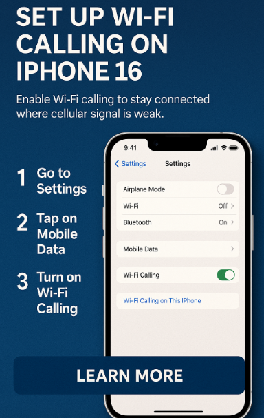  iPhone 16 Wi-Fi Calling setup