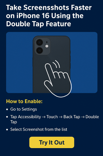 iPhone 16 double tap screenshot
