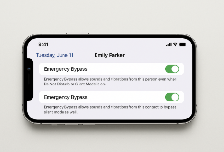 iPhone 16 emergency bypass contacts