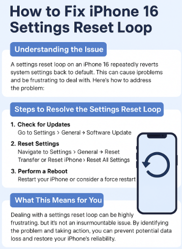 iPhone 16 settings reset loop