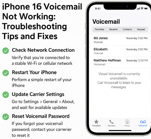 iPhone 16 voicemail not working