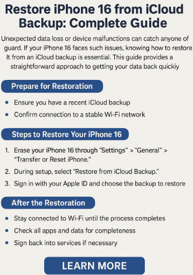 restore iPhone 16 from iCloud backup