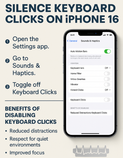 turn off keyboard sound iPhone 16