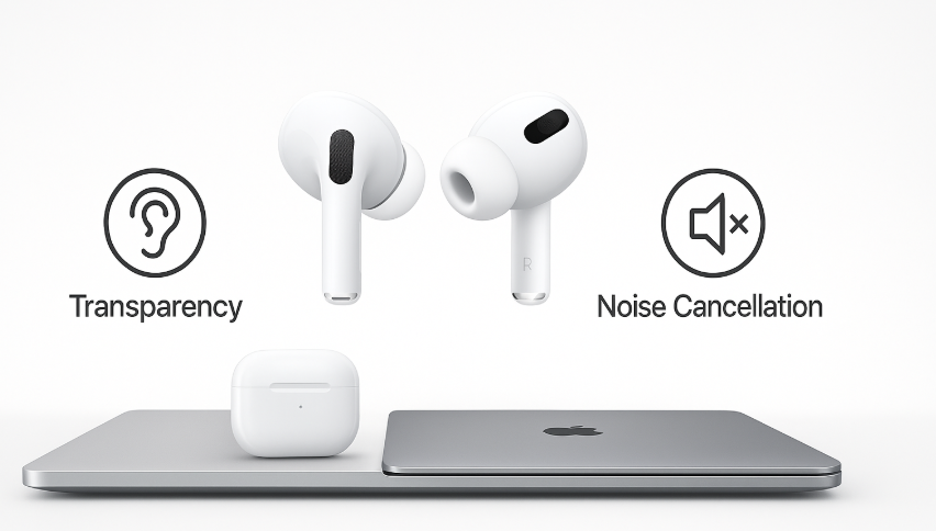 AirPods Pro Noise Cancellation, Transparency mode, AirPods settings, Apple headphones, Apple audio settings, AirPods Pro customization, AirPods Pro sound modes
