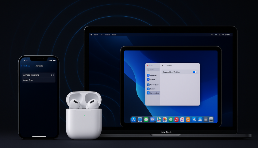 AirPods Spatial Audio, Apple Spatial Audio, immersive sound, AirPods audio setup, AirPods iPhone, AirPods Mac, Apple TV Spatial Audio