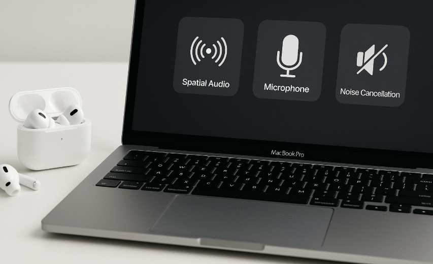 AirPods audio setup, Mac microphone, Spatial Audio, Mac sound settings, noise cancellation, AirPods on Mac, Apple audio setup