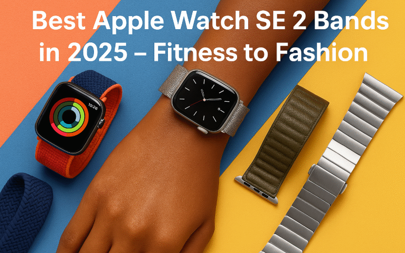 Apple Watch SE 2 bands collection showcasing sport, leather, and loop styles with color variety
