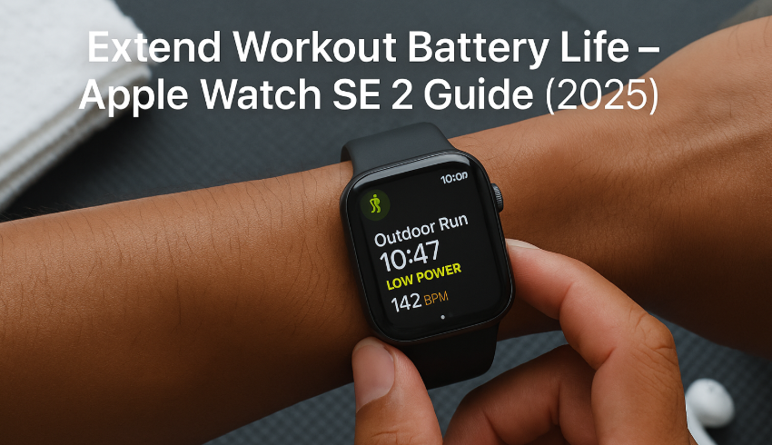Apple Watch SE 2 showing Low Power Mode during a workout