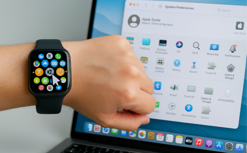 Apple Watch controlling Mac, Apple Watch remote, Apple ecosystem control, Apple Watch and Mac connection, Mac remote control with Apple Watch