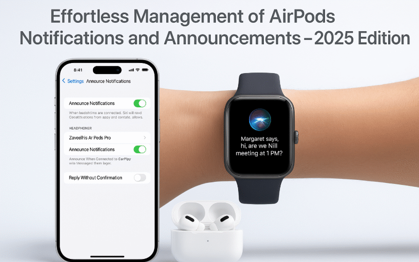 Managing Siri notifications on AirPods from iPhone and Apple Watch, Announce Messages settings on iOS 18, AirPods Pro receiving alerts during workout