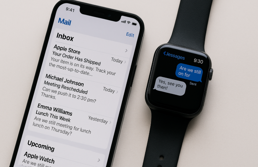 Managing messages on Apple Watch, managing emails on Apple Watch, Apple Watch notifications, Apple Watch mail app, Apple Watch messaging, wrist communication, Apple ecosystem communication, Apple Watch setup