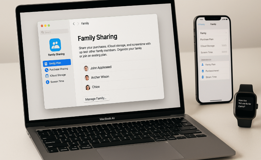Managing multiple users on Mac, Family Sharing on Mac, iCloud sharing, managing Mac settings, Apple Family Sharing, share subscriptions on Mac, multi-user environment Mac