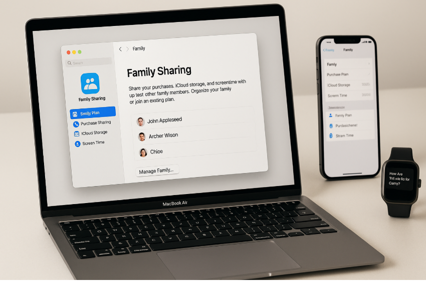 Managing multiple users on Mac, Family Sharing on Mac, iCloud sharing, managing Mac settings, Apple Family Sharing, share subscriptions on Mac, multi-user environment Mac