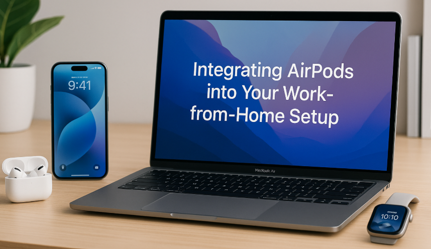 Seamless AirPods integration, AirPods setup, work-from-home audio, Apple AirPods productivity, AirPods working from home, AirPods setup guide, work-from-home tips, AirPods Apple devices