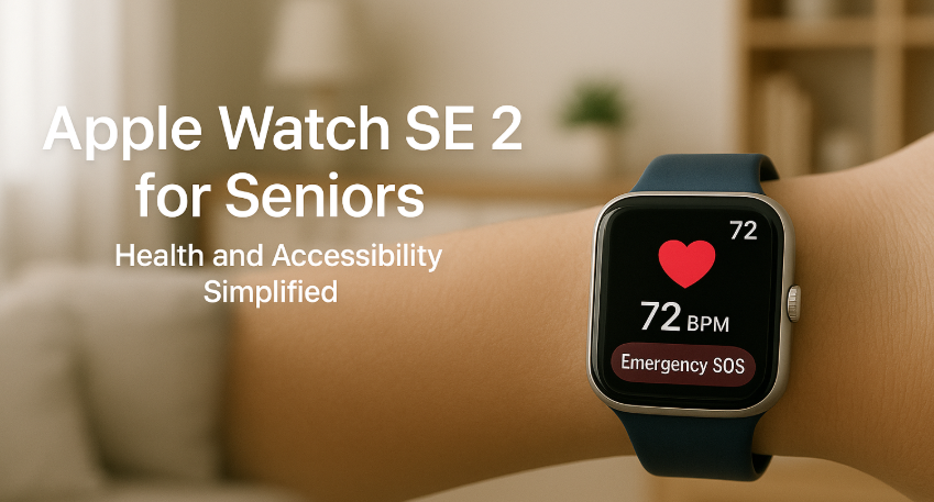Senior checking heart rate on Apple Watch SE 2