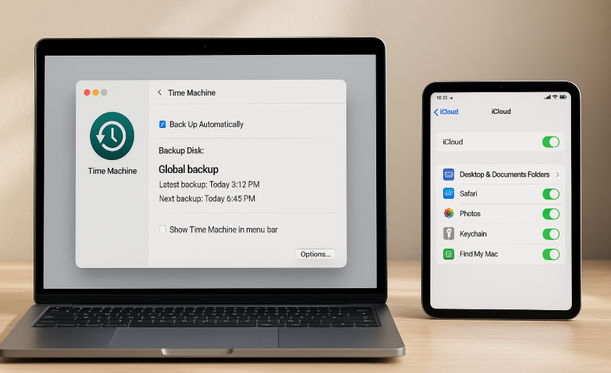 Time Machine, iCloud backup, Mac backup solutions, Apple backup, data recovery, Time Machine settings, iCloud drive, backup Mac, Time Machine and iCloud