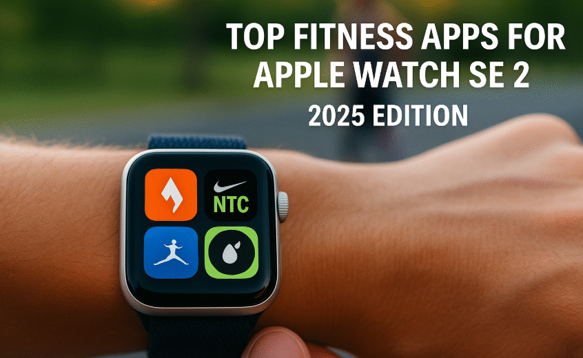 Top third-party fitness apps displayed on Apple Watch SE 2 in a workout scenario