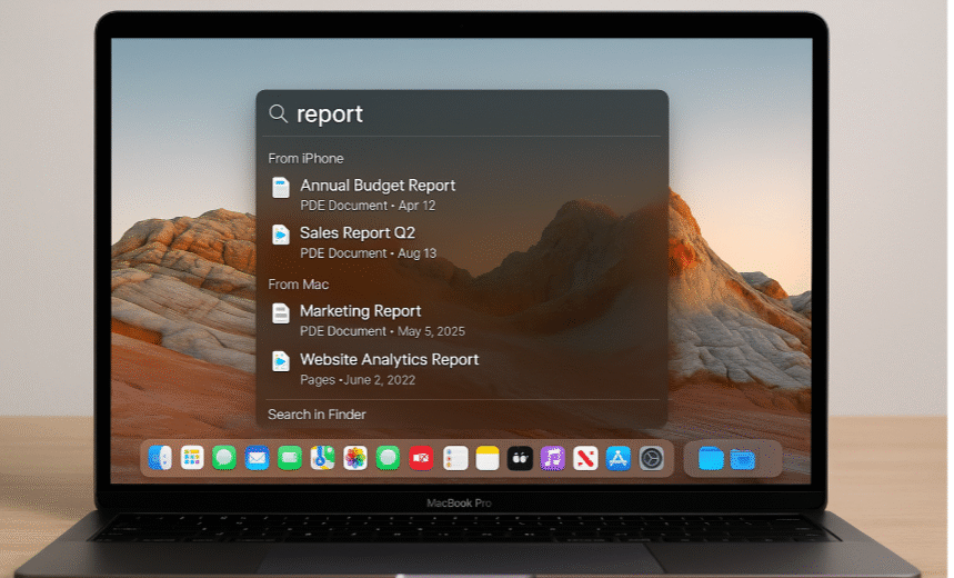 Mac Spotlight search, search files with Spotlight, Apple ecosystem search, cross-device search Mac, Spotlight feature on Mac, Mac productivity tools