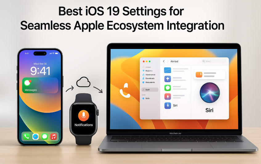 iOS 19 settings, Apple ecosystem, iPhone settings, Apple devices syncing, iPhone and Apple Watch integration, Siri setup, iOS 19 optimization, Apple ecosystem integration