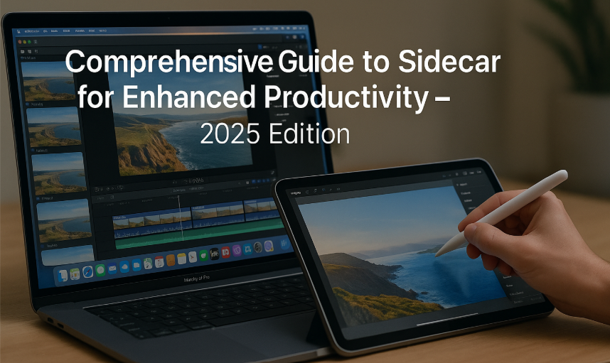 iPad used as second screen for Mac with Sidecar, Sidecar in use with Final Cut Pro, Apple Pencil drawing on iPad in Sidecar mode