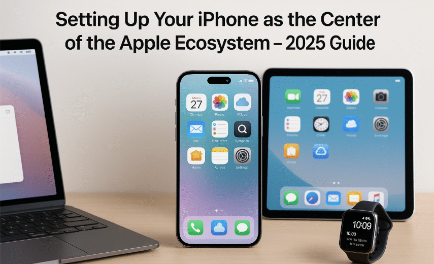 iPhone Apple ecosystem, iPhone setup, Apple devices integration, iPhone as hub, Apple apps on iPhone, iPhone central hub, seamless Apple setup