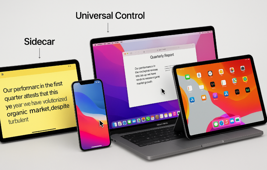 multi-screen workflow, multiple Macs, iPad productivity, Universal Control, Apple devices, multi-device setup, Mac and iPad