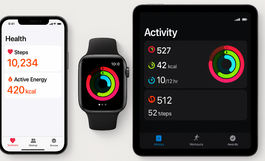 Health App integration, Apple Health setup, Apple Watch fitness data, Health app across devices, iPhone health integration, Apple fitness tracking